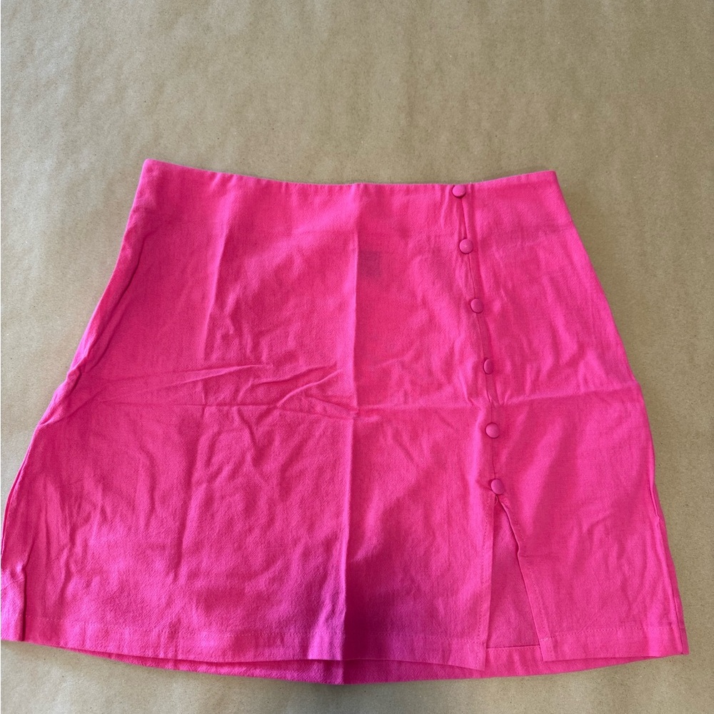 Pink Mini Skirt with Buttons - Size L